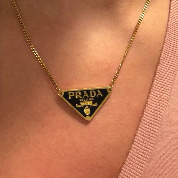 Prada Jewelry - Black and Gold Triangle Necklace